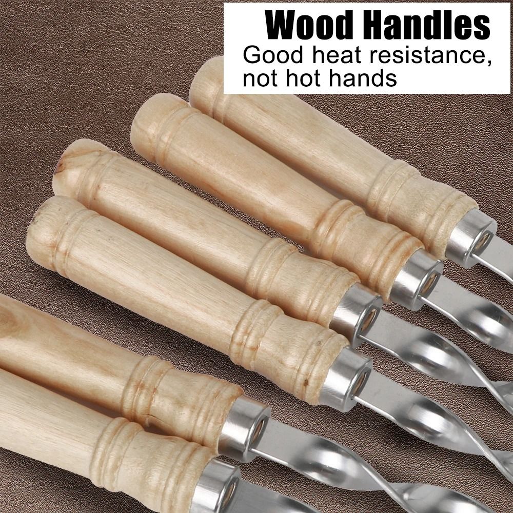 Stainless Steel BBQ Skewer Fork Long Handle Kebab Grill Stick For Outdoor Cooking 1