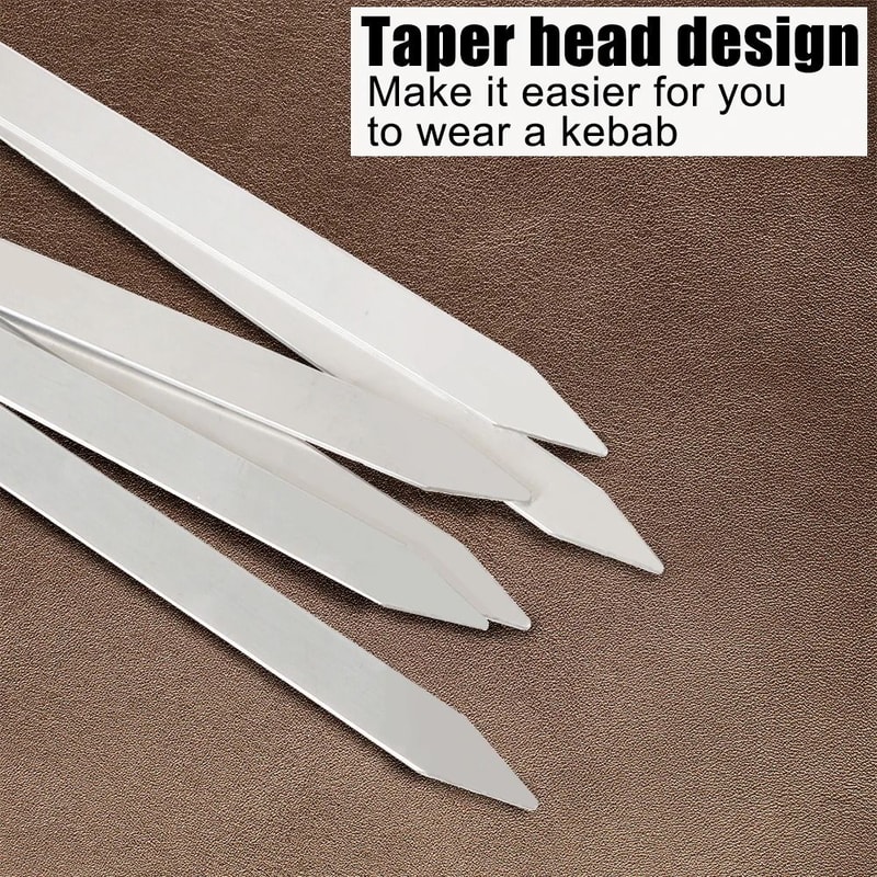 Stainless Steel BBQ Skewer Fork Long Handle Kebab Grill Stick For Outdoor Cooking 4