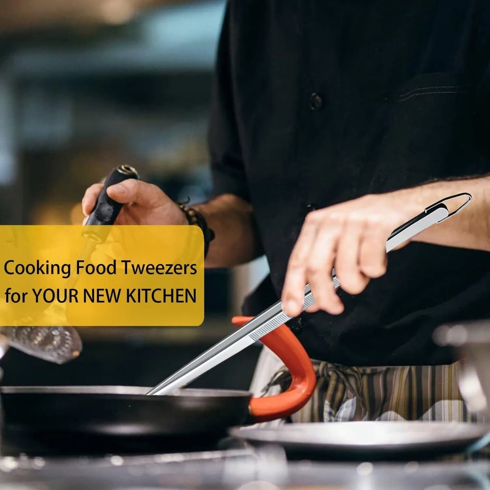 Stainless Steel Kitchen Tweezers Set 12 Inch Precision Cooking And Chef Plating Tongs 2 Pieces 3