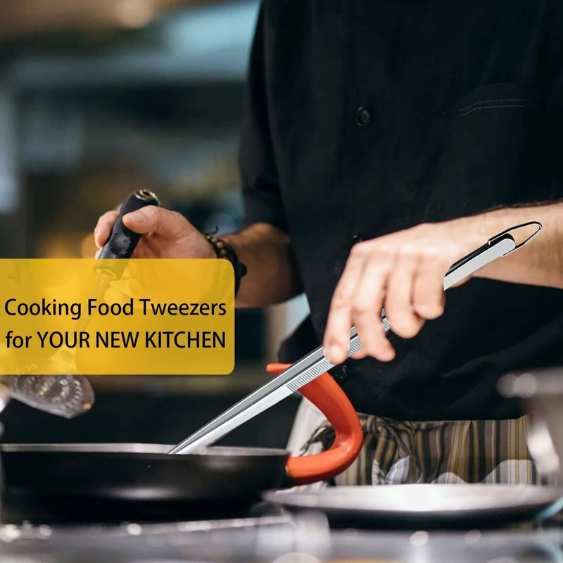 Stainless Steel Kitchen Tweezers Set 12 Inch Precision Cooking And Chef Plating Tongs 2 Pieces 3