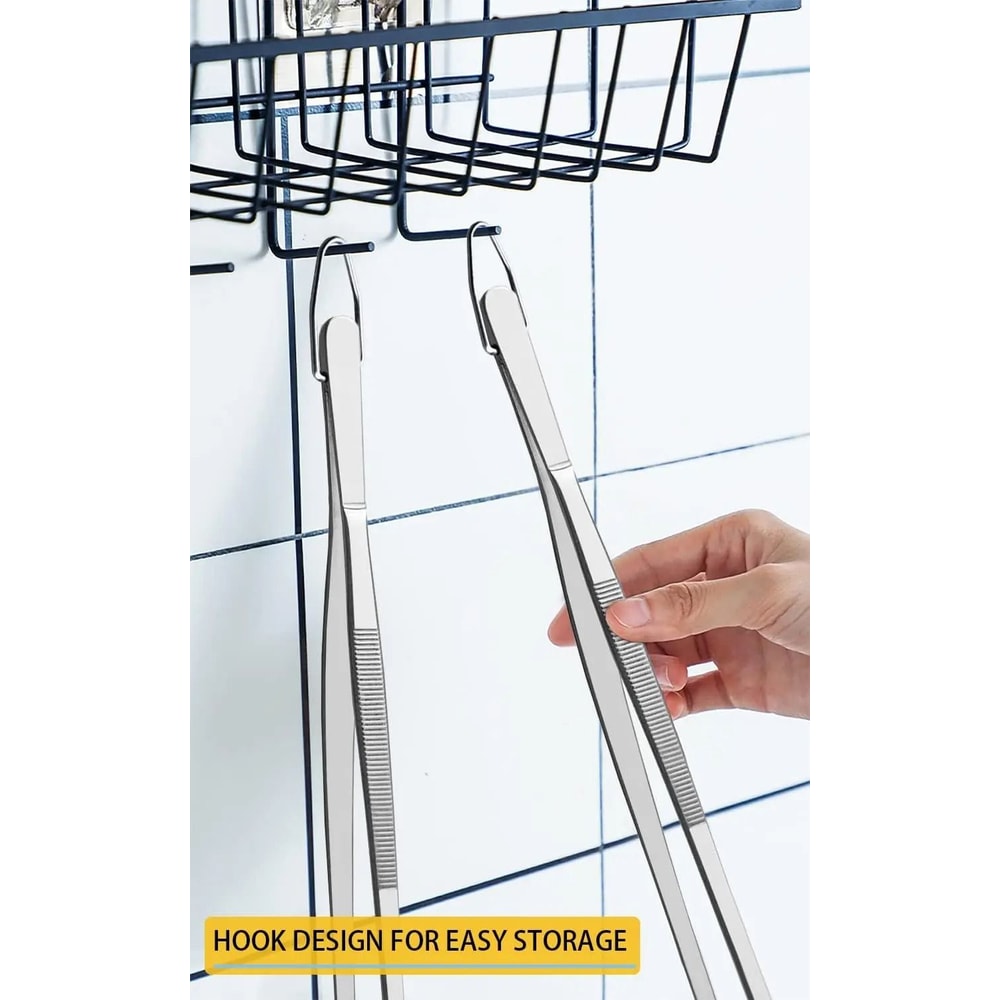 Stainless Steel Kitchen Tweezers Set 12 Inch Precision Cooking And Chef Plating Tongs 2 Pieces 6