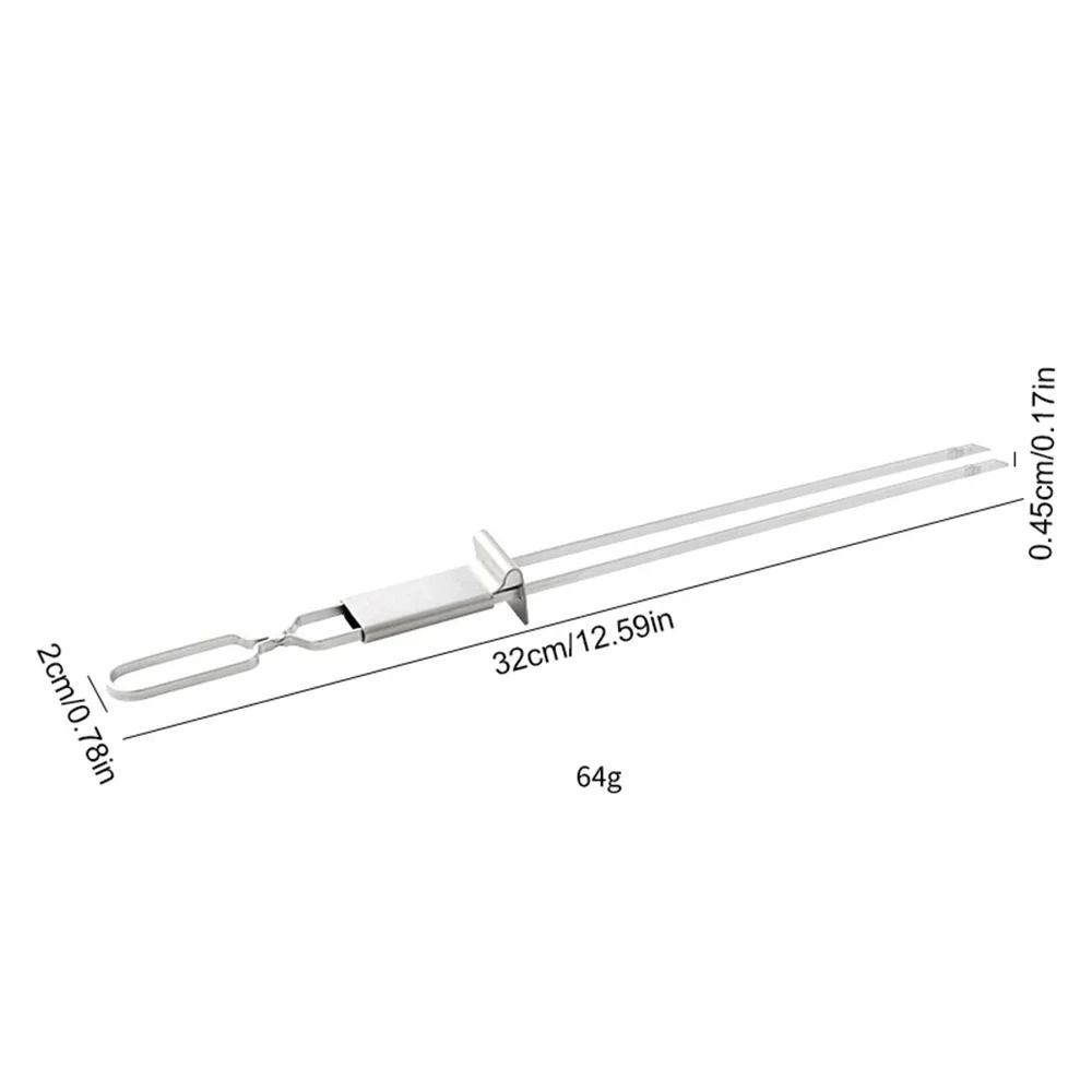 Stainless Steel Double Prong BBQ Skewers Reusable Barbecue Fork Skewers Set 4