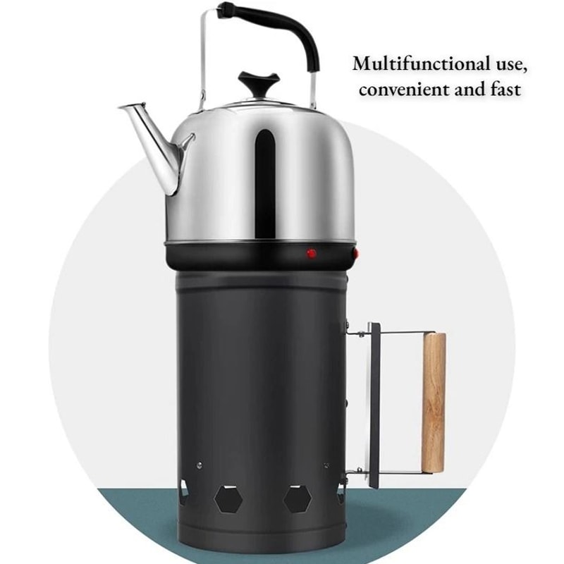 Portable Charcoal Chimney Starter Stainless Steel BBQ Charcoal Igniter Barrel Outdoor Charcoal Stov 2