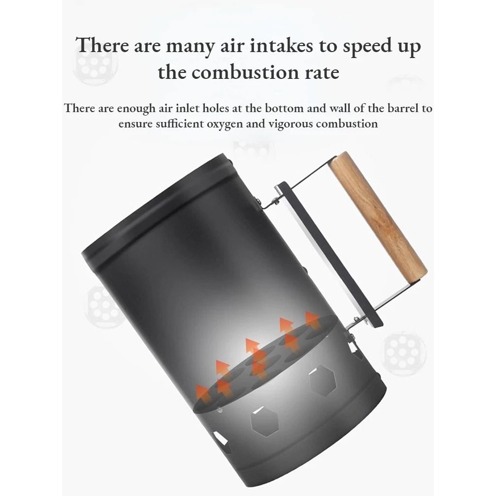 Portable Charcoal Chimney Starter Stainless Steel BBQ Charcoal Igniter Barrel Outdoor Charcoal Stov 4