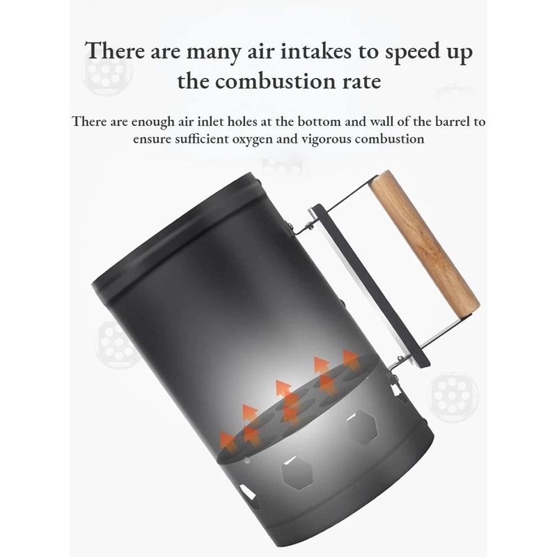Portable Charcoal Chimney Starter Stainless Steel BBQ Charcoal Igniter Barrel Outdoor Charcoal Stov 4