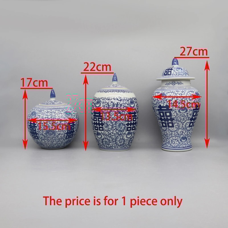 Blue And White Ceramic Jar Decorative Porcelain Vase Storage Canister Home Decor Accent 4