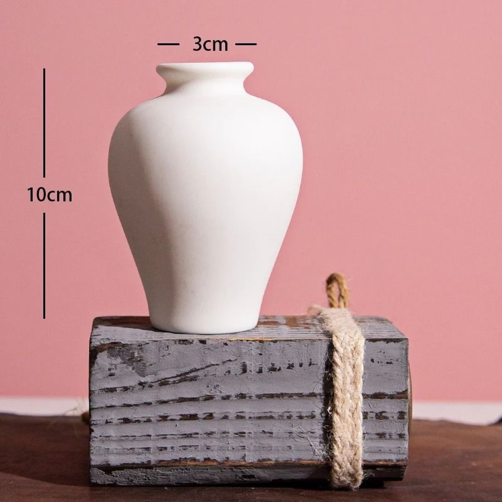 Minimalist Small Ceramic Vase White Flower Arrangement Bud Vase Home Decor Accent 3