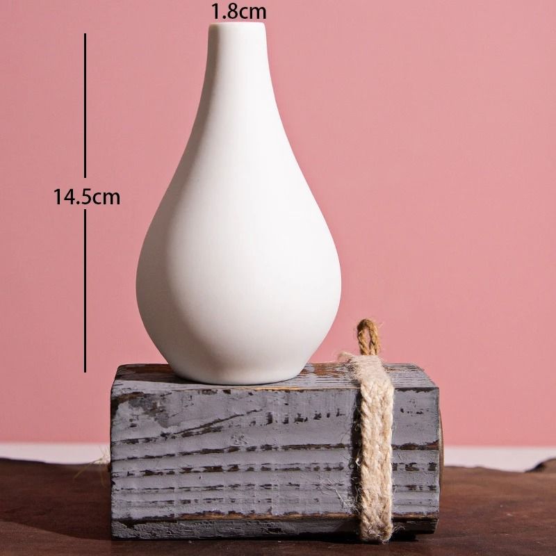 Minimalist Small Ceramic Vase White Flower Arrangement Bud Vase Home Decor Accent 4