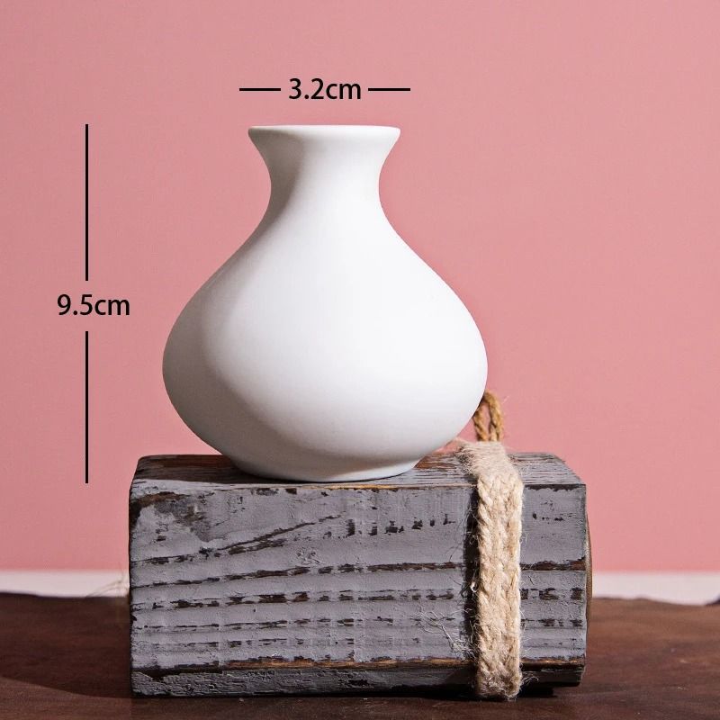 Minimalist Small Ceramic Vase White Flower Arrangement Bud Vase Home Decor Accent 2
