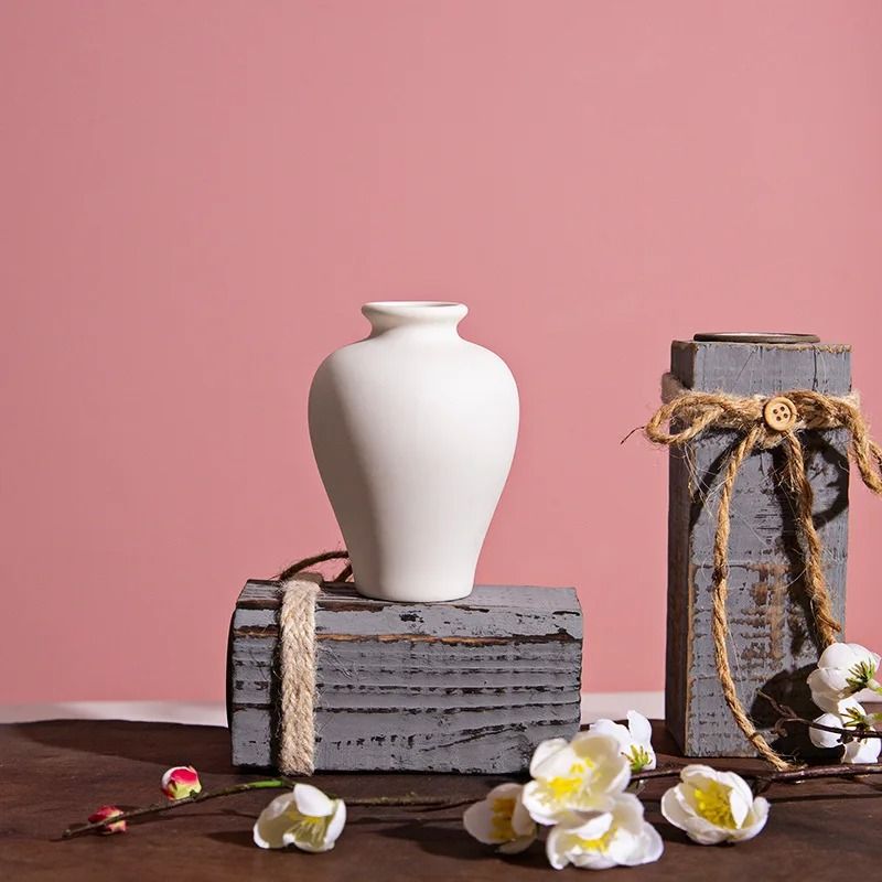 Minimalist Small Ceramic Vase White Flower Arrangement Bud Vase Home Decor Accent 7