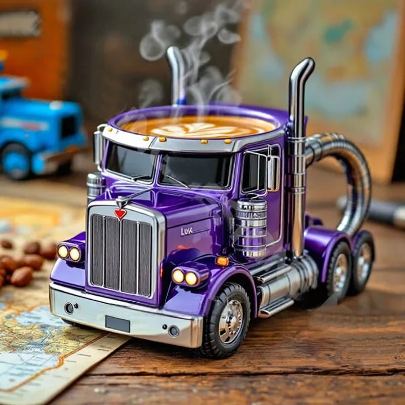 Semi Truck Coffee Mug Handcrafted Novelty Truck Coffee Cup Unique Vehicle Shaped Mug 7