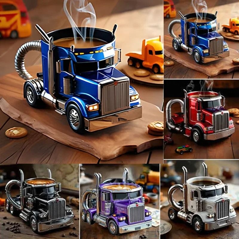 Semi Truck Coffee Mug Handcrafted Novelty Truck Coffee Cup Unique Vehicle Shaped Mug 8