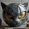 Black Cat Figurine Resin Cat Head Sculpture Marble Texture Cat Desk Decor Gift 3
