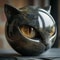Black Cat Figurine Resin Cat Head Sculpture Marble Texture Cat Desk Decor Gift 5