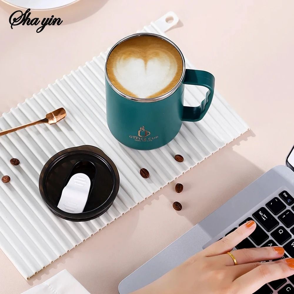 Stainless Steel Water Bottle Insulated Coffee Mug Double Wall Thermal Cup With Handle And Lid 5