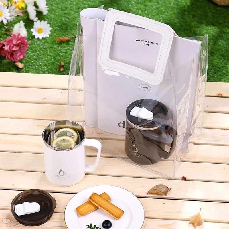 Stainless Steel Water Bottle Insulated Coffee Mug Double Wall Thermal Cup With Handle And Lid 6