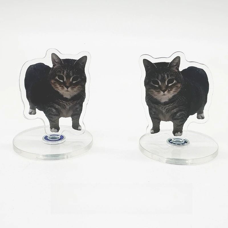 Rotating Cat Desk Decor Cute Kitten Acrylic Stand Kawaii Cat Ornament 360 Display 0