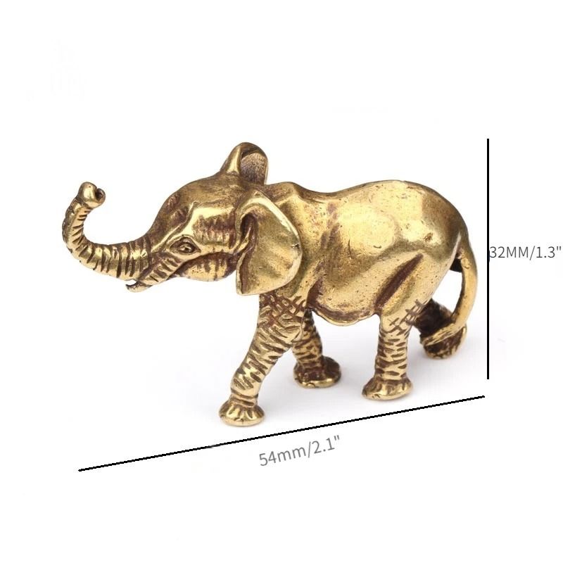 Antique Bronze Mini Elephant Figurine Solid Copper Tea Pet Ornament Home Decor 5