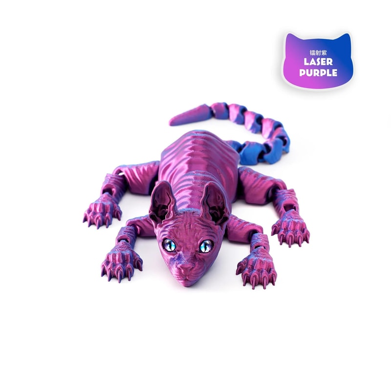 3D Printed Sphynx Cat Articulated Fidget Toy Flexible Cat Figurine Collectible Decor 2