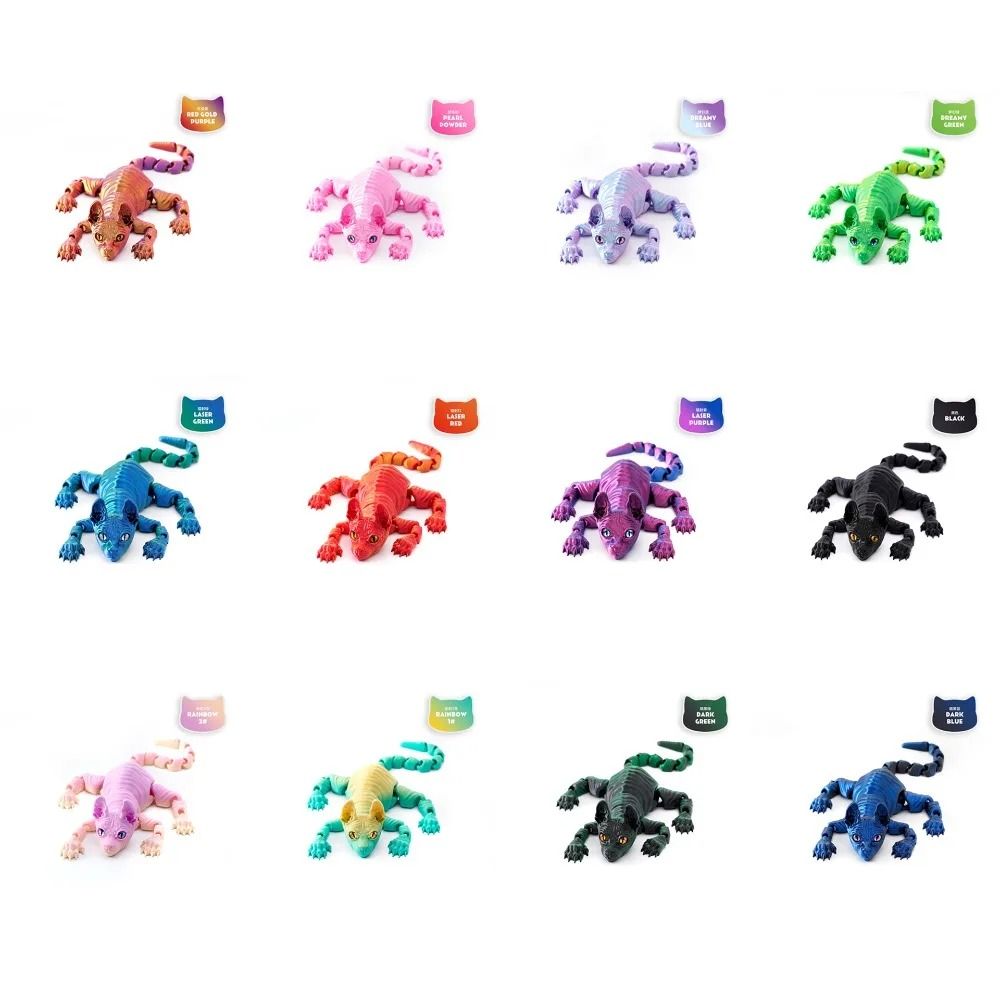 3D Printed Sphynx Cat Articulated Fidget Toy Flexible Cat Figurine Collectible Decor 15