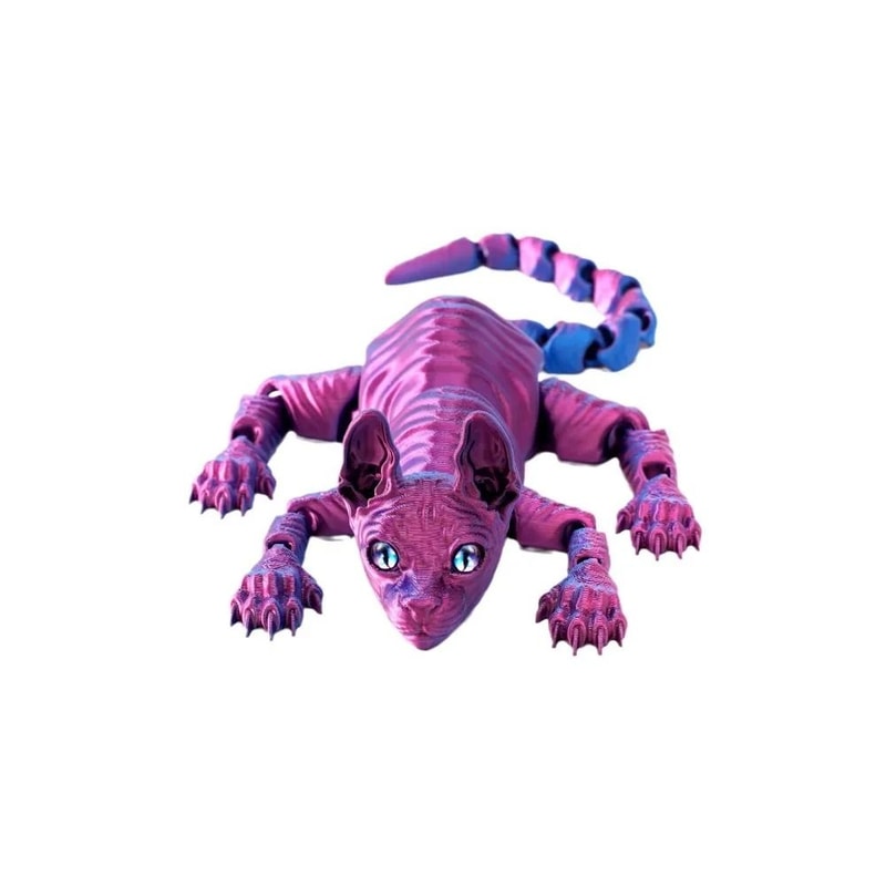 3D Printed Sphynx Cat Articulated Fidget Toy Flexible Cat Figurine Collectible Decor 16