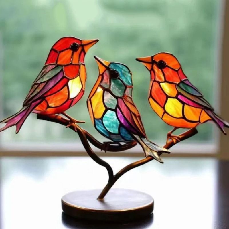 Colorful Bird Desk Decor Acrylic Ornament Set For Home Office Styling 2