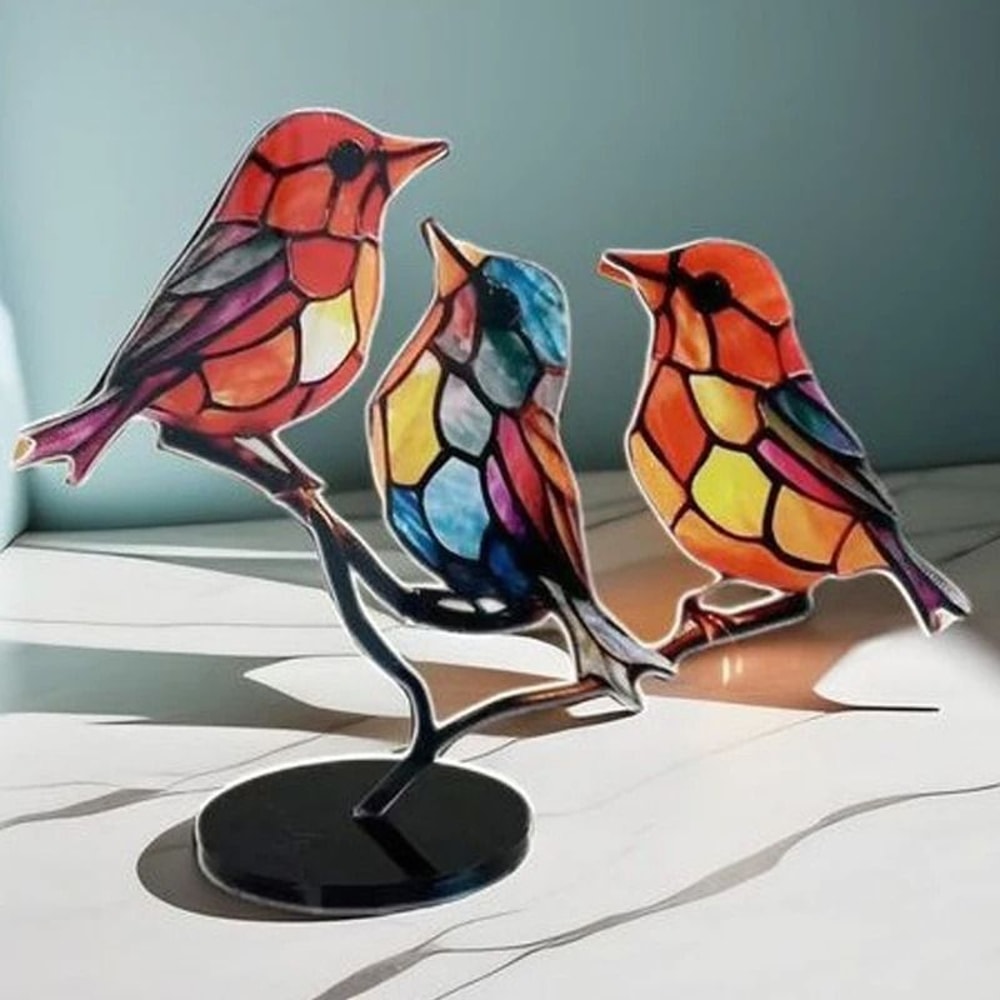 Colorful Bird Desk Decor Acrylic Ornament Set For Home Office Styling 3