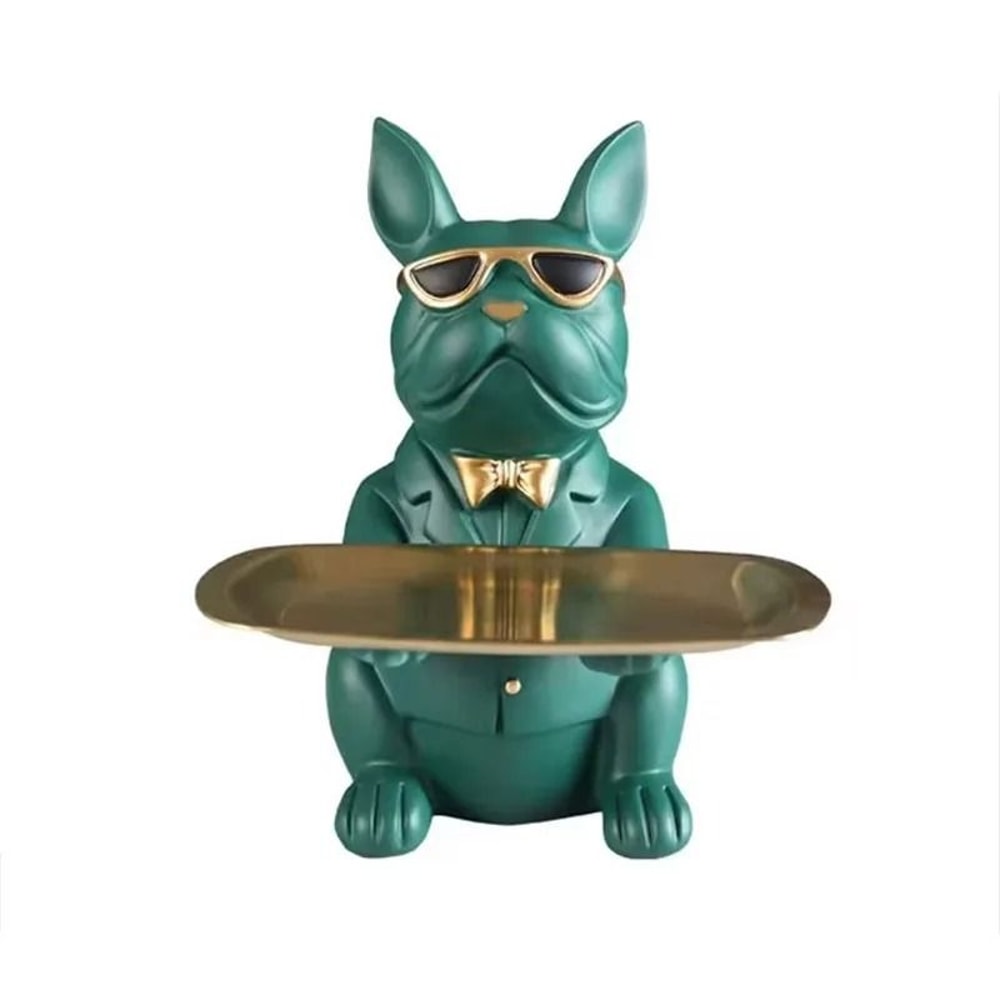 Bulldog Tray Statue Dog Storage Organizer Decorative Home Accent 2