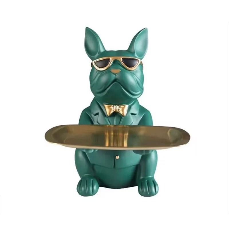 Bulldog Tray Statue Dog Storage Organizer Decorative Home Accent 2