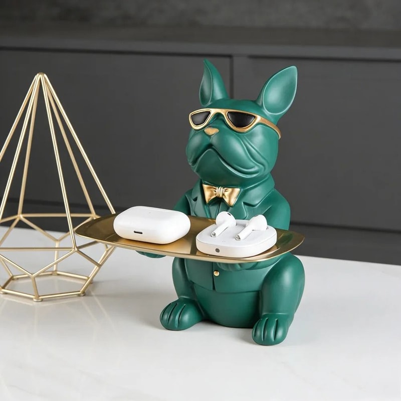 Bulldog Tray Statue Dog Storage Organizer Decorative Home Accent 5
