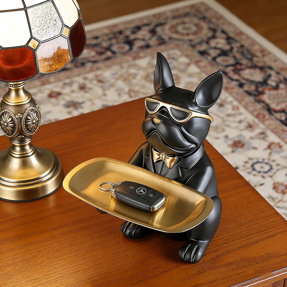Bulldog Tray Statue Dog Storage Organizer Decorative Home Accent 7