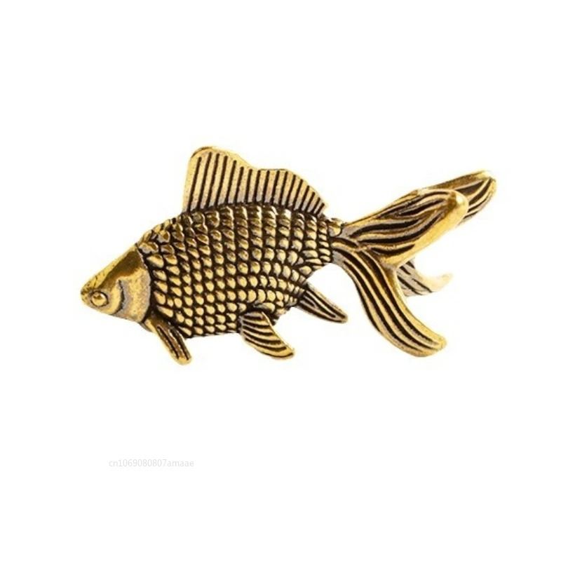 Brass Goldfish Figurine Lucky Fish Statue Feng Shui Desk Decor 3