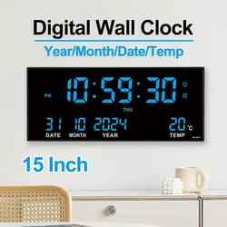large digital wall clock led display with alarm calendar temperature
