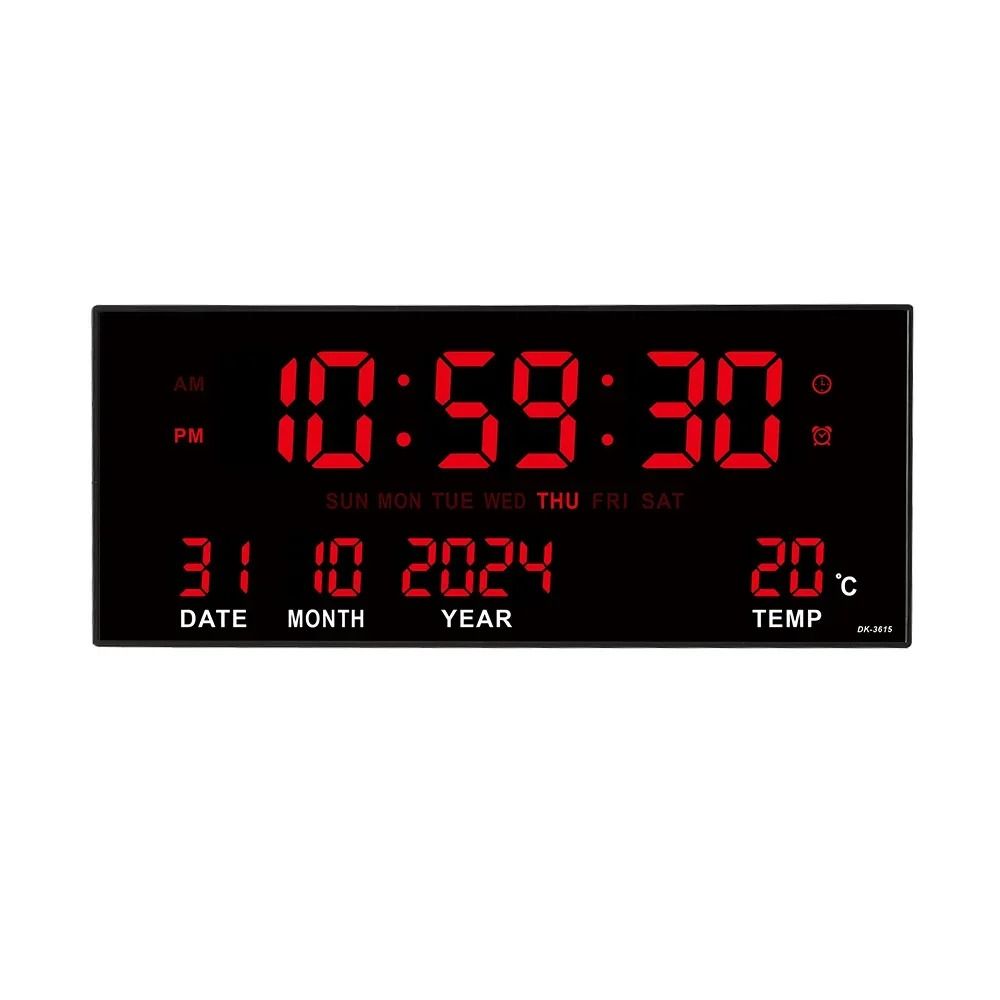 Large Digital Wall Clock LED Display With Alarm Calendar Temperature 2