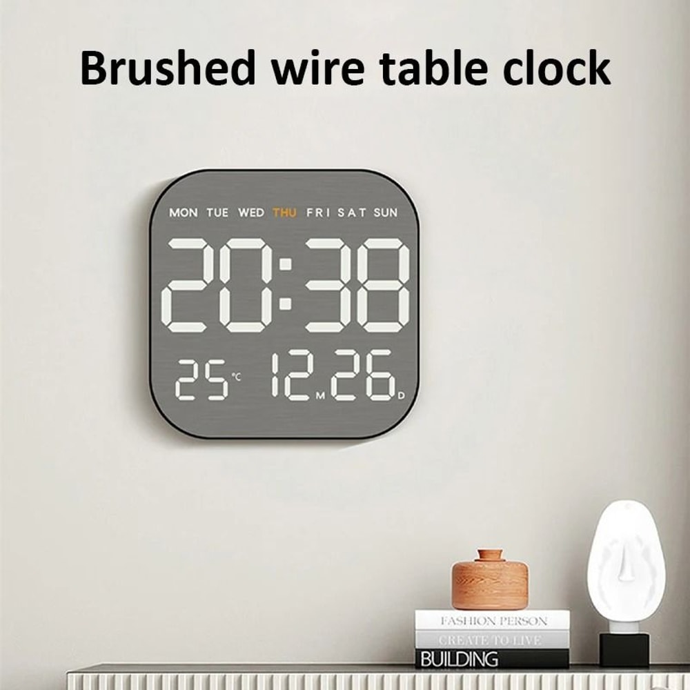 Mirror Wall Clock Silent Modern Design With Temperature Display 8