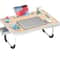 Folding Laptop Bed Desk Portable Wooden Table With Cup Holder 3