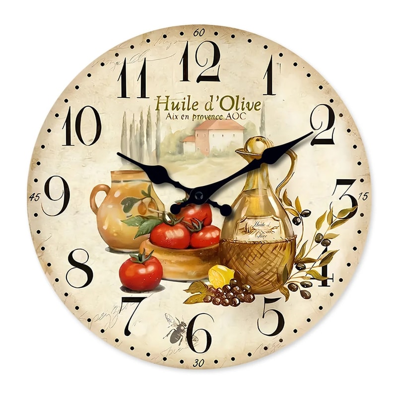 Vintage Wooden Wall Clock Rustic Kitchen Decor Silent Quartz Design 1
