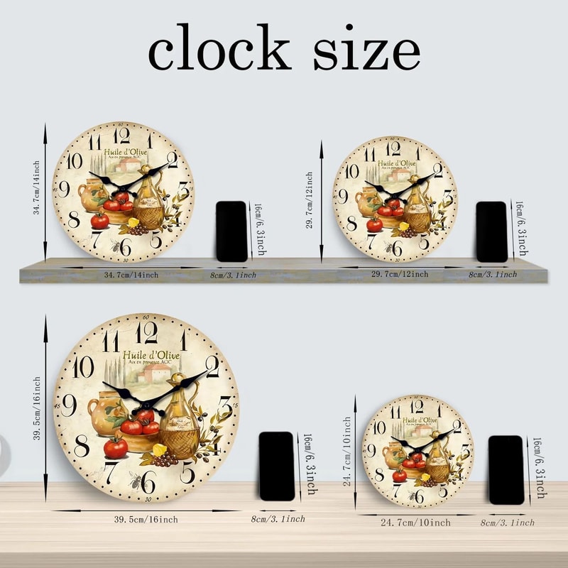 Vintage Wooden Wall Clock Rustic Kitchen Decor Silent Quartz Design 2