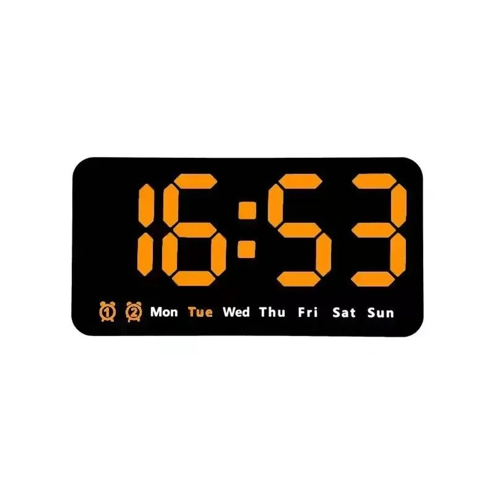 Voice Control Digital Wall Clock Large LED Display With Temperature And Dual Alarm 0
