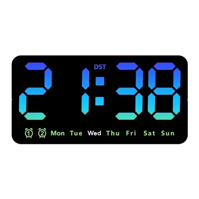 Voice Control Digital Wall Clock Large LED Display With Temperature And Dual Alarm 5
