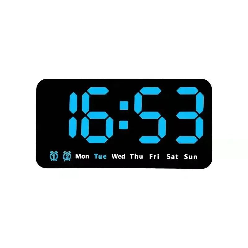 Voice Control Digital Wall Clock Large LED Display With Temperature And Dual Alarm 6