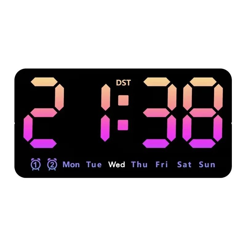Voice Control Digital Wall Clock Large LED Display With Temperature And Dual Alarm 2