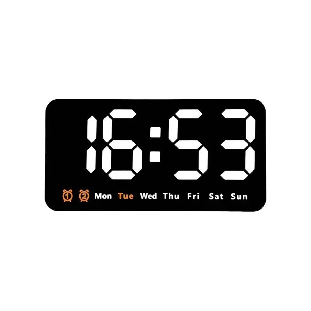 Voice Control Digital Wall Clock Large LED Display With Temperature And Dual Alarm 1