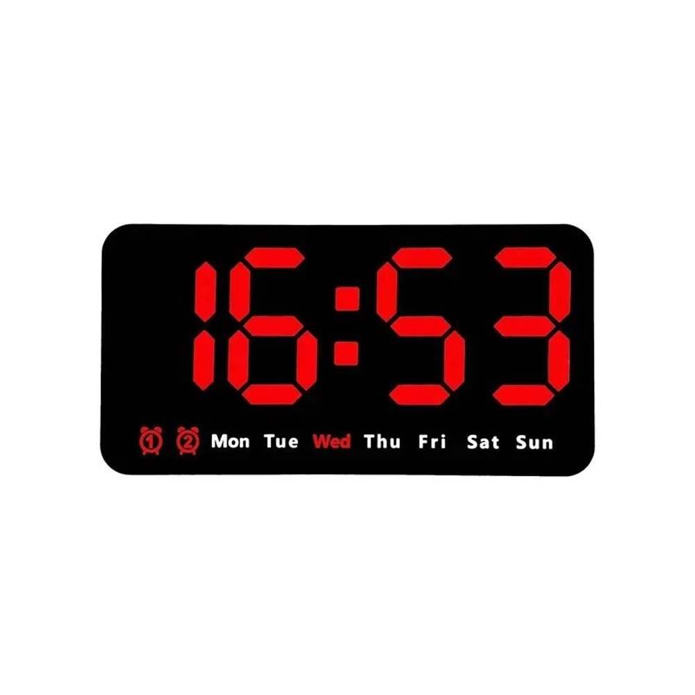 Voice Control Digital Wall Clock Large LED Display With Temperature And Dual Alarm 4