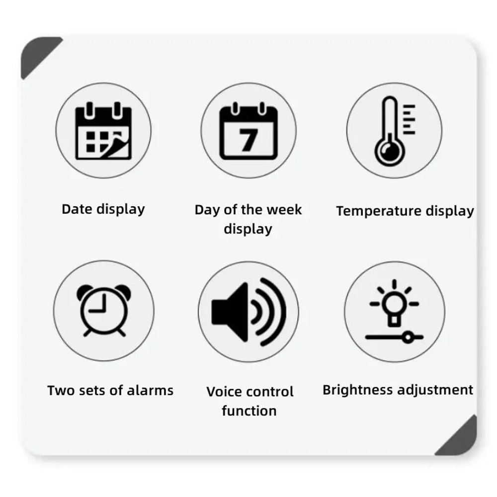 Voice Control Digital Wall Clock Large LED Display With Temperature And Dual Alarm 9