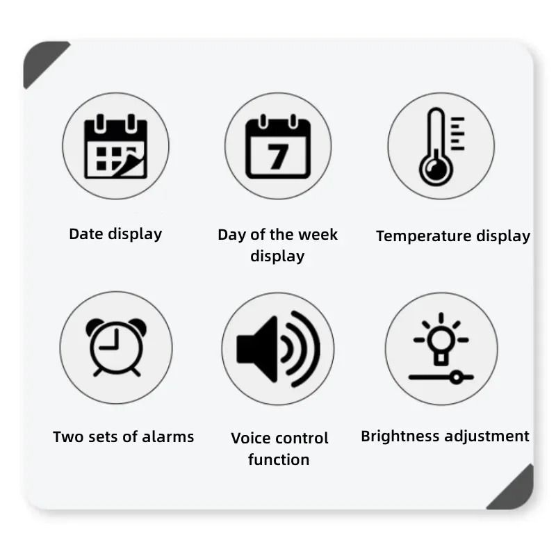 Voice Control Digital Wall Clock Large LED Display With Temperature And Dual Alarm 9