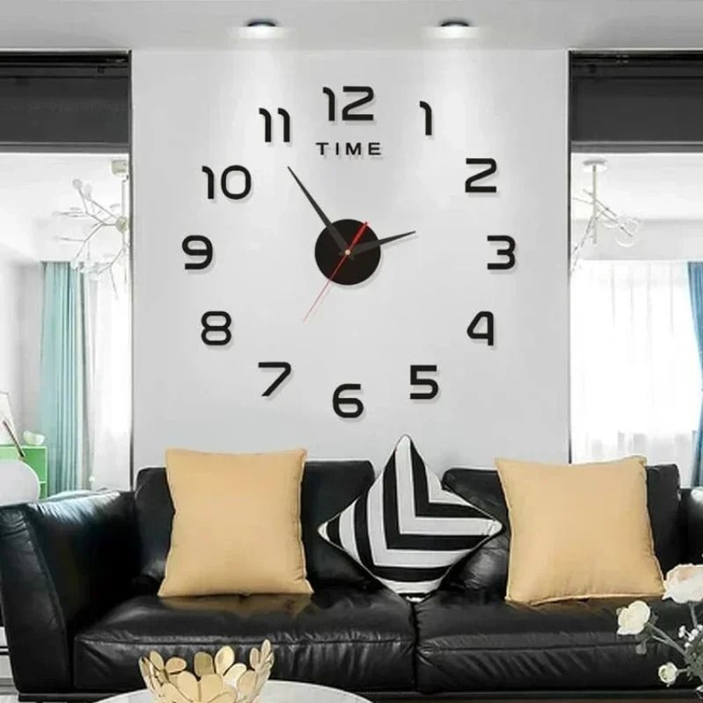 3D Wall Clock Sticker Large Acrylic Mirror DIY Modern Wall Decor 6