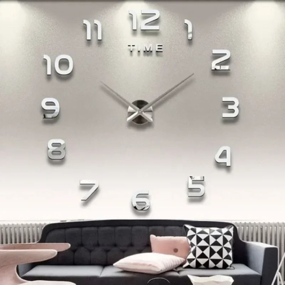 3D Wall Clock Sticker Large Acrylic Mirror DIY Modern Wall Decor 8