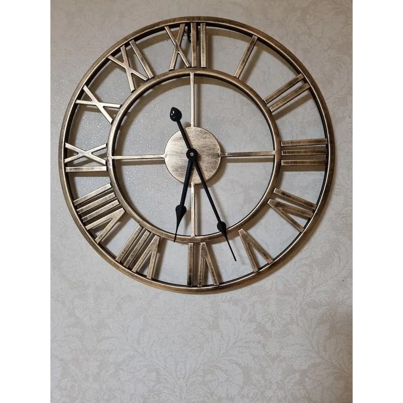 Large Metal Wall Clock 60cm Roman Numeral Silent Retro Decor 2