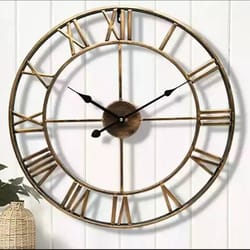 large metal wall clock 60cm roman numeral silent retro decor